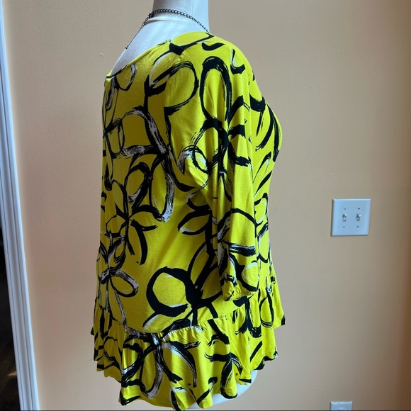 Anthology yellow and black peplum blouse size 16 - Picture 2 of 3